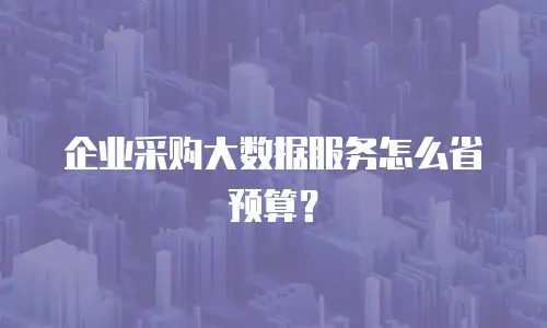 企业采购大数据服务怎么省预算？