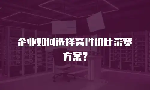 企业如何选择高性价比带宽方案？