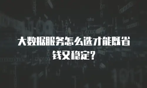 大数据服务怎么选才能既省钱又稳定？