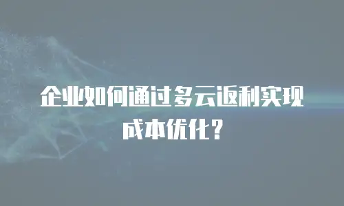 企业如何通过多云返利实现成本优化？