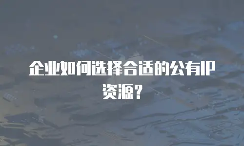 企业如何选择合适的公有IP资源？