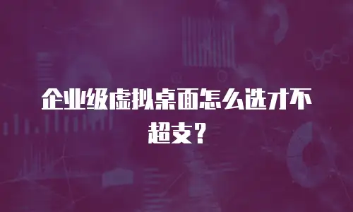 企业级虚拟桌面怎么选才不超支？
