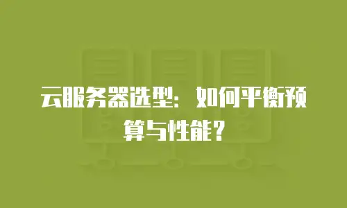 云服务器选型：如何平衡预算与性能？