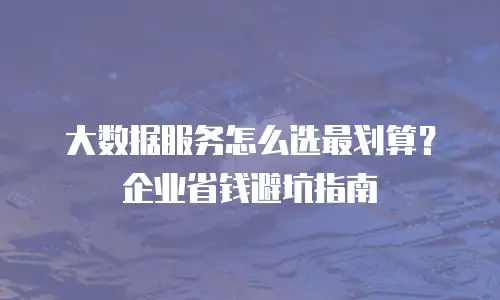 大数据服务怎么选最划算？企业省钱避坑指南