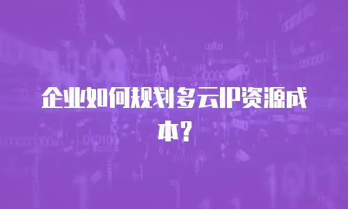 企业如何规划多云IP资源成本？