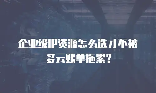 企业级IP资源怎么选才不被多云账单拖累？