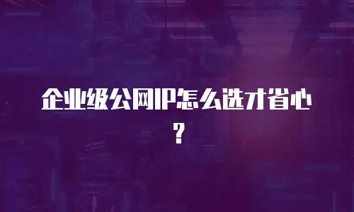 企业级公网IP怎么选才省心？