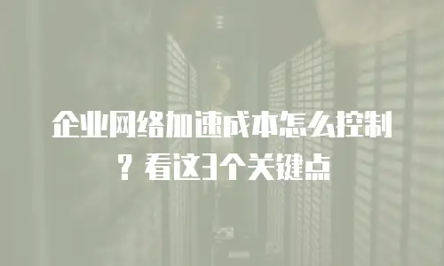 企业网络加速成本怎么控制？看这3个关键点