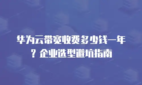 华为云带宽收费多少钱一年？企业选型避坑指南