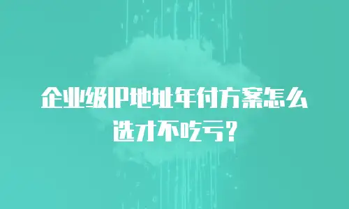 企业级IP地址年付方案怎么选才不吃亏？