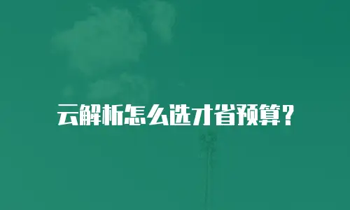 云解析怎么选才省预算？