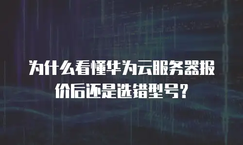 为什么看懂华为云服务器报价后还是选错型号？