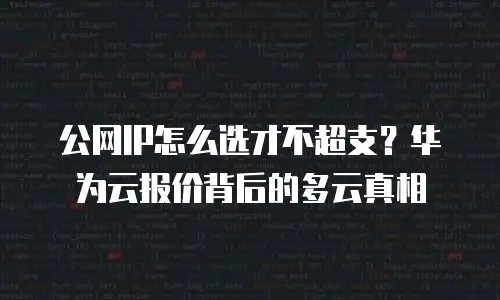 公网IP怎么选才不超支？华为云报价背后的多云真相