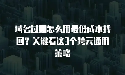 域名过期怎么用最低成本找回？关键看这3个跨云通用策略