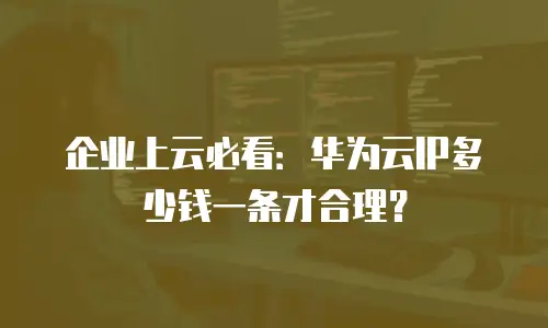 企业上云必看：华为云IP多少钱一条才合理？