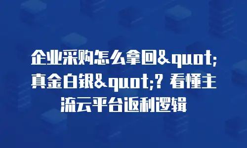 企业采购怎么拿回"真金白银"？看懂主流云平台返利逻辑