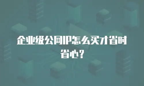 企业级公网IP怎么买才省时省心？