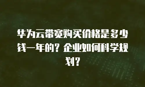 华为云带宽购买价格是多少钱一年的？企业如何科学规划？