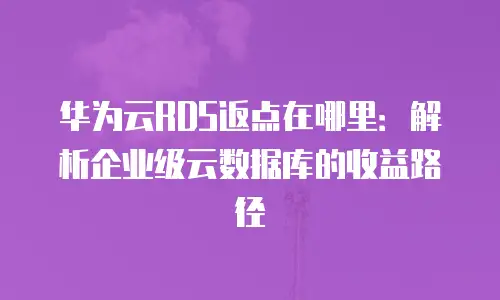 华为云RDS返点在哪里：解析企业级云数据库的收益路径