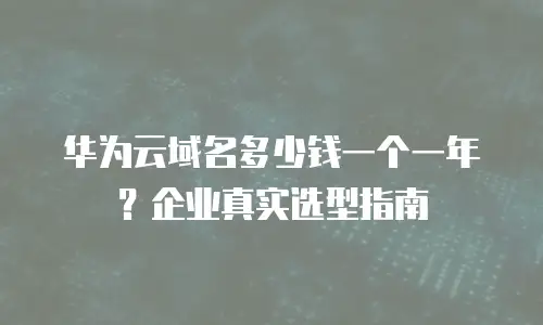 华为云域名多少钱一个一年？企业真实选型指南