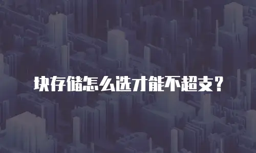 块存储怎么选才能不超支？