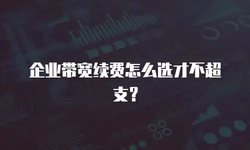 企业带宽续费怎么选才不超支？