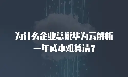 为什么企业总说华为云解析一年成本难算清？