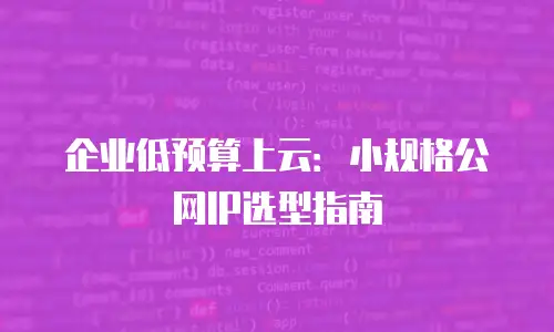 企业低预算上云：小规格公网IP选型指南