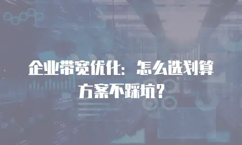 企业带宽优化：怎么选划算方案不踩坑？