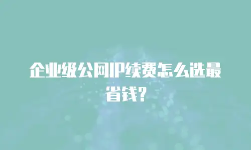 企业级公网IP续费怎么选最省钱？