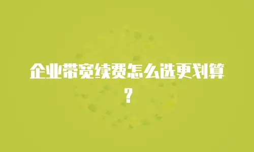 企业带宽续费怎么选更划算？