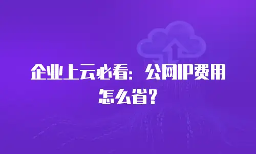 企业上云必看：公网IP费用怎么省？