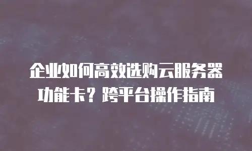 企业如何高效选购云服务器功能卡？跨平台操作指南