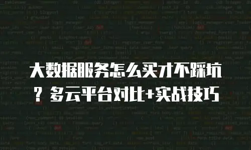 大数据服务怎么买才不踩坑？多云平台对比+实战技巧