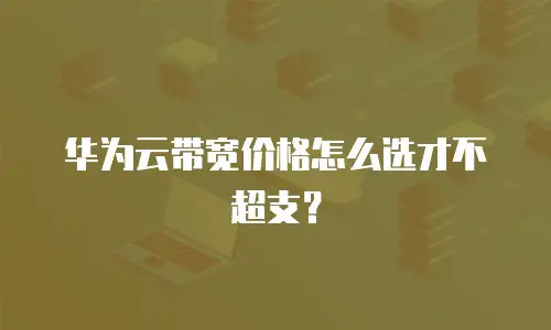 华为云带宽价格怎么选才不超支？