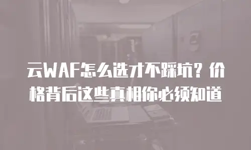 云WAF怎么选才不踩坑？价格背后这些真相你必须知道