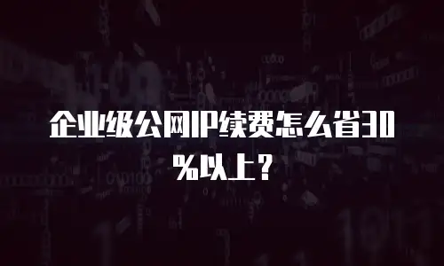 企业级公网IP续费怎么省30%以上？
