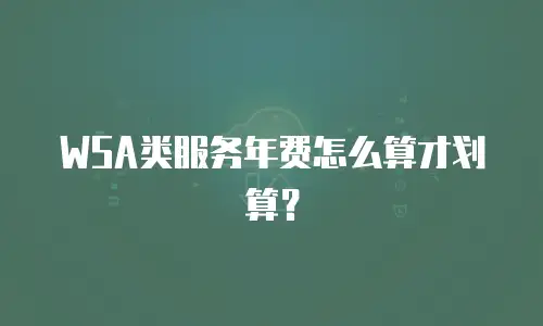 WSA类服务年费怎么算才划算？