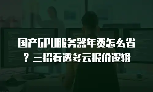 国产GPU服务器年费怎么省？三招看透多云报价逻辑