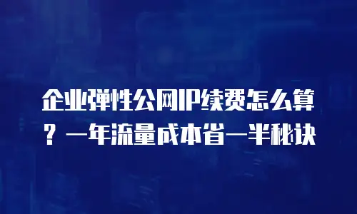 企业弹性公网IP续费怎么算？一年流量成本省一半秘诀