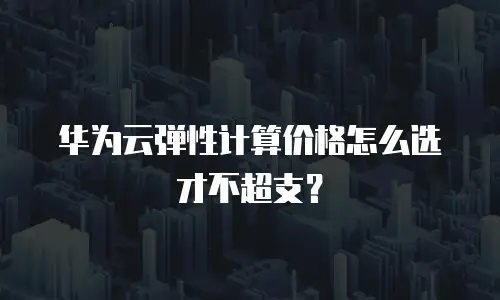 华为云弹性计算价格怎么选才不超支？