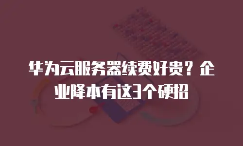 华为云服务器续费好贵？企业降本有这3个硬招