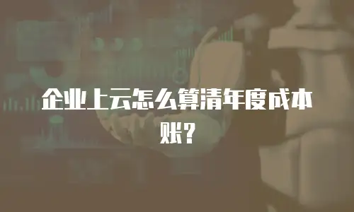 企业上云怎么算清年度成本账？
