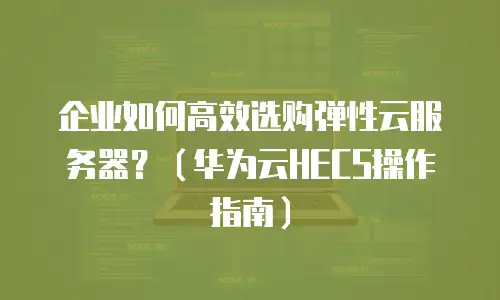 企业如何高效选购弹性云服务器？（华为云HECS操作指南）