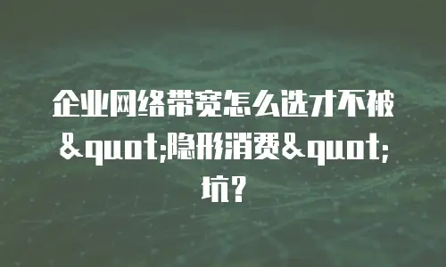 企业网络带宽怎么选才不被"隐形消费"坑？