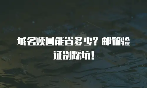 域名赎回能省多少？邮箱验证别踩坑！