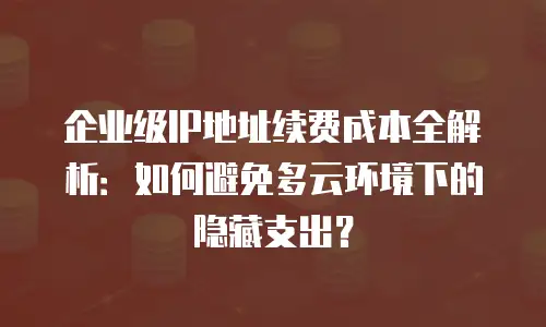 企业级IP地址续费成本全解析：如何避免多云环境下的隐藏支出？