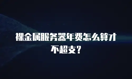 裸金属服务器年费怎么算才不超支？