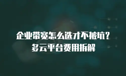 企业带宽怎么选才不被坑？多云平台费用拆解