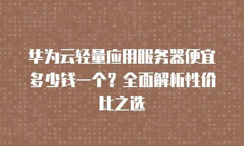 华为云轻量应用服务器便宜多少钱一个？全面解析性价比之选